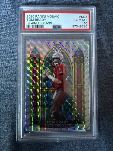 TOM BRADY PSA 10 2020 PANINI MOSAIC #SG2 STAINED GLASS PRIZM SP BUCCANEERS