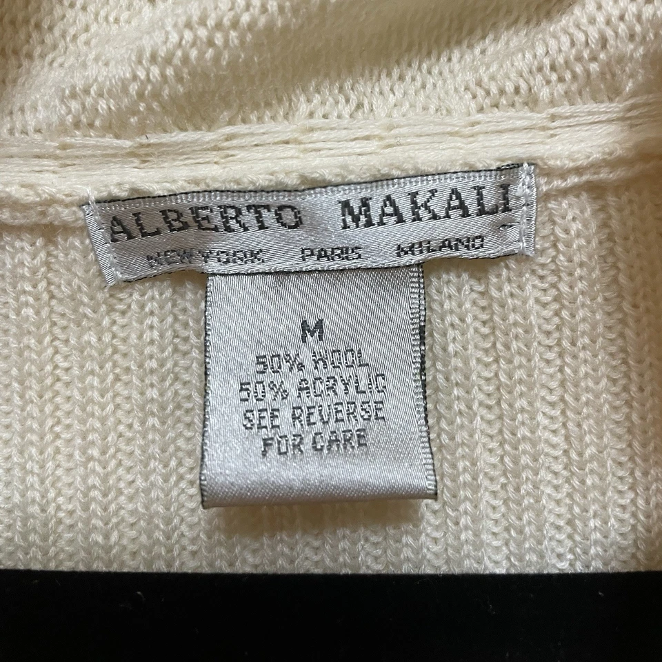 ALBERTO MAKALI Cream Open Ruffled Long Cardigan Sz M - Image 2 of 4