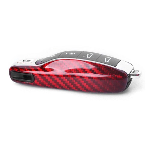 Red Carbon Fiber Remote Key Case Shell Cover Fits Porsche 911 Panamera Cayenne - Picture 9 of 10