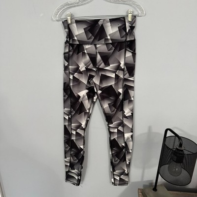 Avia Black White Gray Print Leggings Women's Size Small /4 - 6 Polyester Spandex