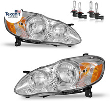 Headlights Assembly for 2003-2008 Toyota Corolla Headlamp Replacement Clear Lens