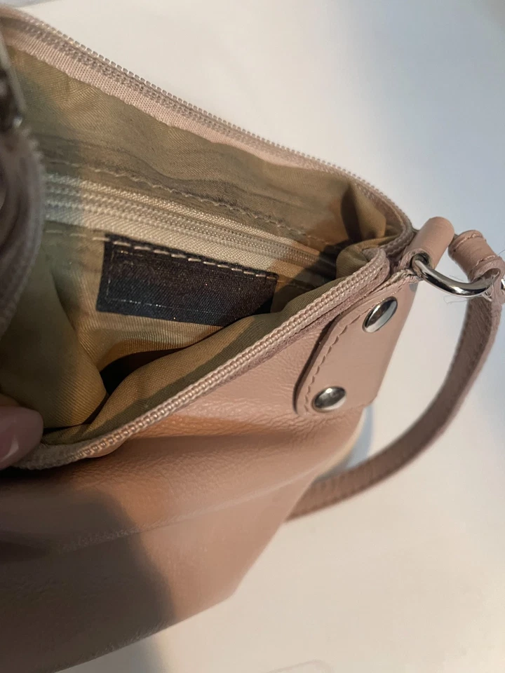 Vera Pelle Genuine Leather Small Crossbody Bag Mauve Italian Messenger Handbag - Image 3 of 4