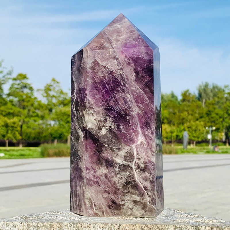 3.61LB Natural Amethyst Crystal Column Magic Wand Obelisk Point Healing