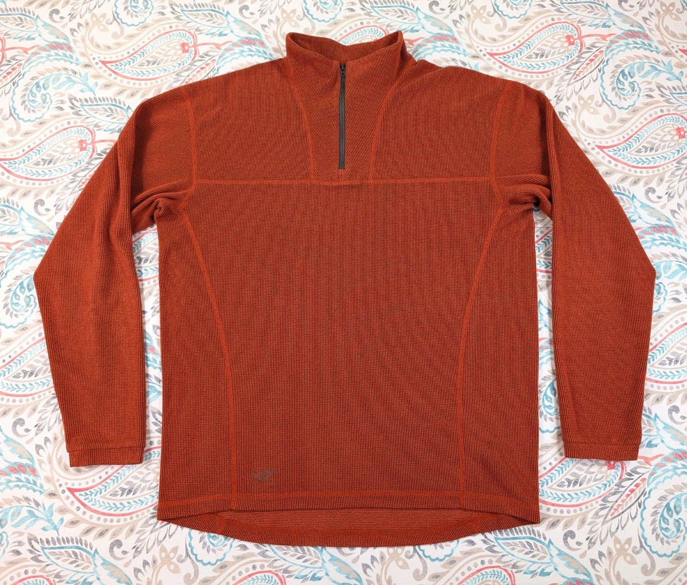 ARC'TERYX Maglione Vintage Y2K Arcteryx Adulto Grande Arancione Griglia Pile Polartec Made in Canada
