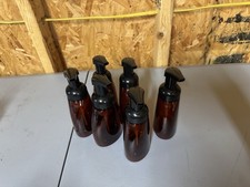 6 Amber Foaming Soap Dispenser Bottles w/ Pumps Refillable Bathroom Kitchen