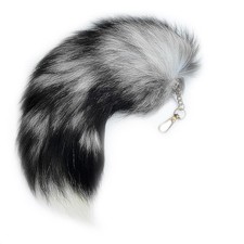 WtgwtQ Fluffy Fox Tail Fur Keychain Therian Cosplay Handbag Middling, Black