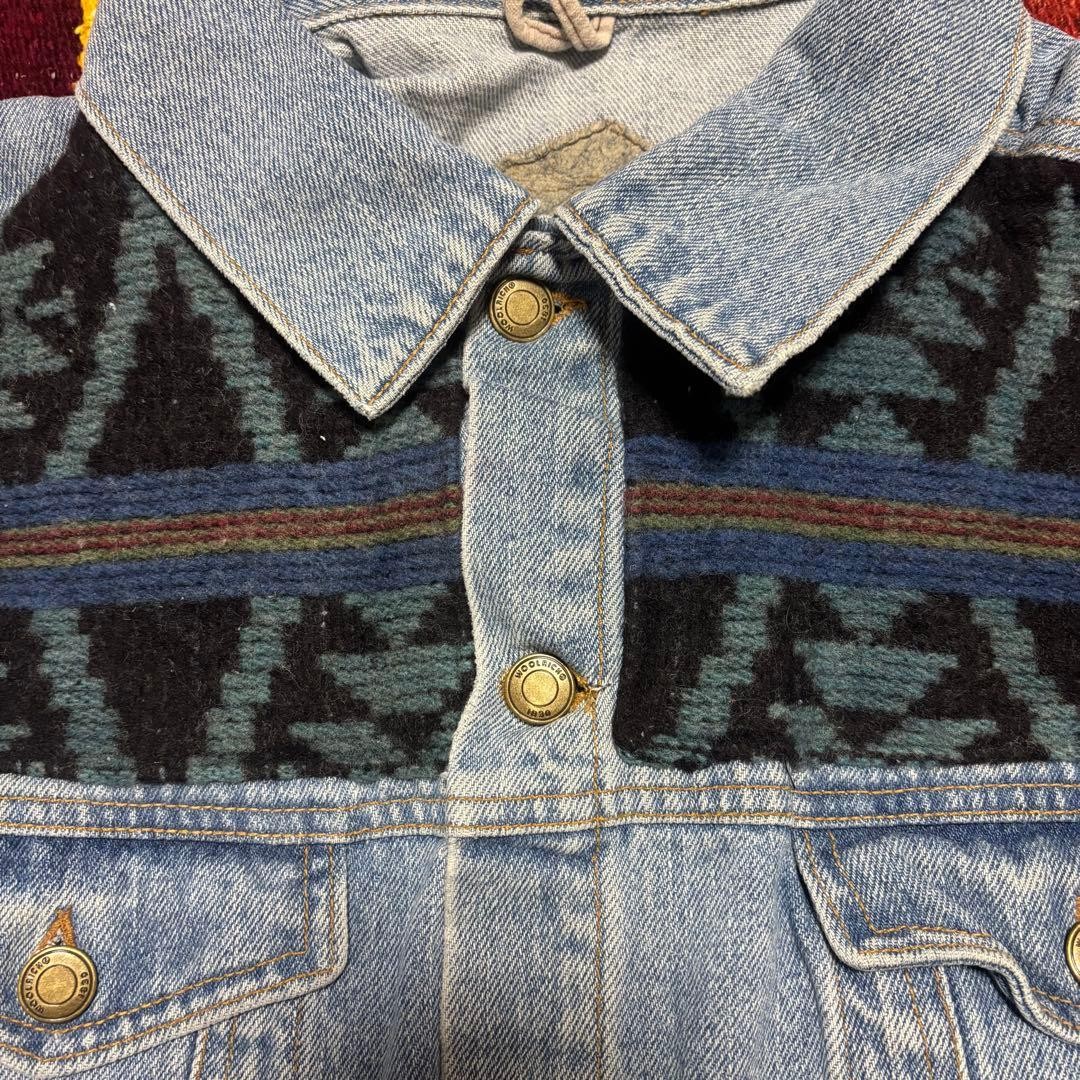Woolrich 90s Native Pattern Denim Jacket Made in … - image 4