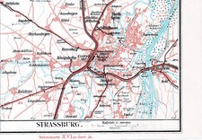 Straßburg Strasbourg Kehl 1903 orig. Eisenb.-Atlaskarte Bischheim Lingolsheim