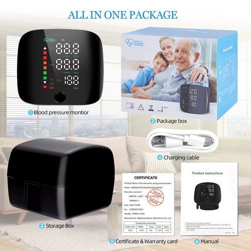 Rechargeable LED Wrist Blood Pressure Monitor Voice Broadcast Heart Rate Monitor - Picture 9 of 11