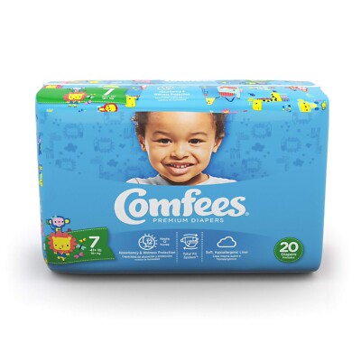 Comfees Premium Baby Diapers Total Fit System for Boys & Girls, Size 7 , 80 Cnt