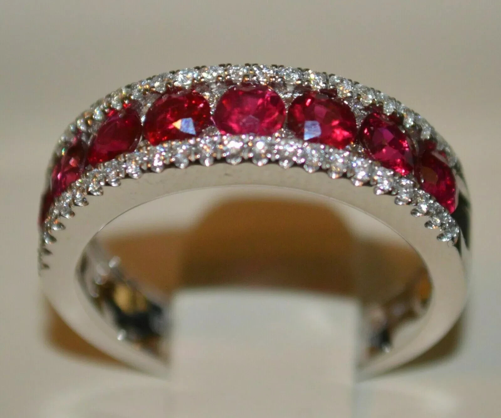 2Ct Round Cut Lab Created Red Ruby Wedding Band R… - image 1
