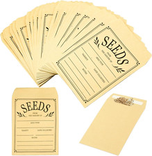 100Pcs Seed Envelopes,Resealable Brown Paper Seed Packets Envelopes Self Adhesiv