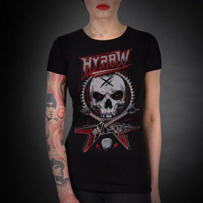 Hyraw Punk Metal Gothic Goth Damen T-Shirt - Heavy Schädel
