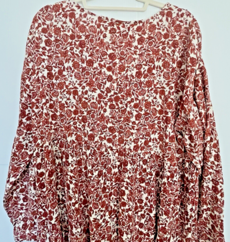 Wonderly Maxi Abito Boho Donna XL Pullover Floreale Ruggine L/S Cotone 3 Livelli Scollo V - Foto 8 di 19