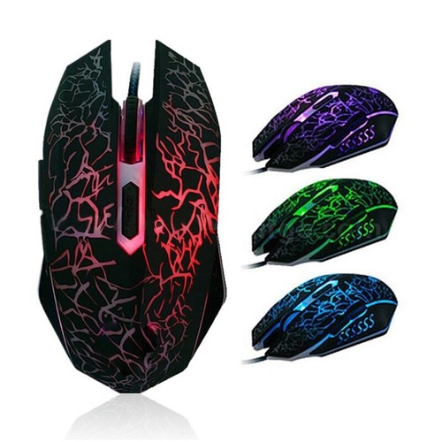 Crack Pattern 2400 DPI Ergonomic USB Glowing Mice with Chroma RGB Backlit for PC - Picture 3 of 8