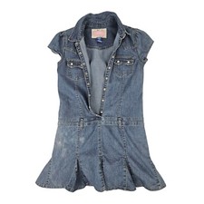 Girls Limited Too Denim Dress Blue Jean Skort Size 16 Pearl Snaps Y2K