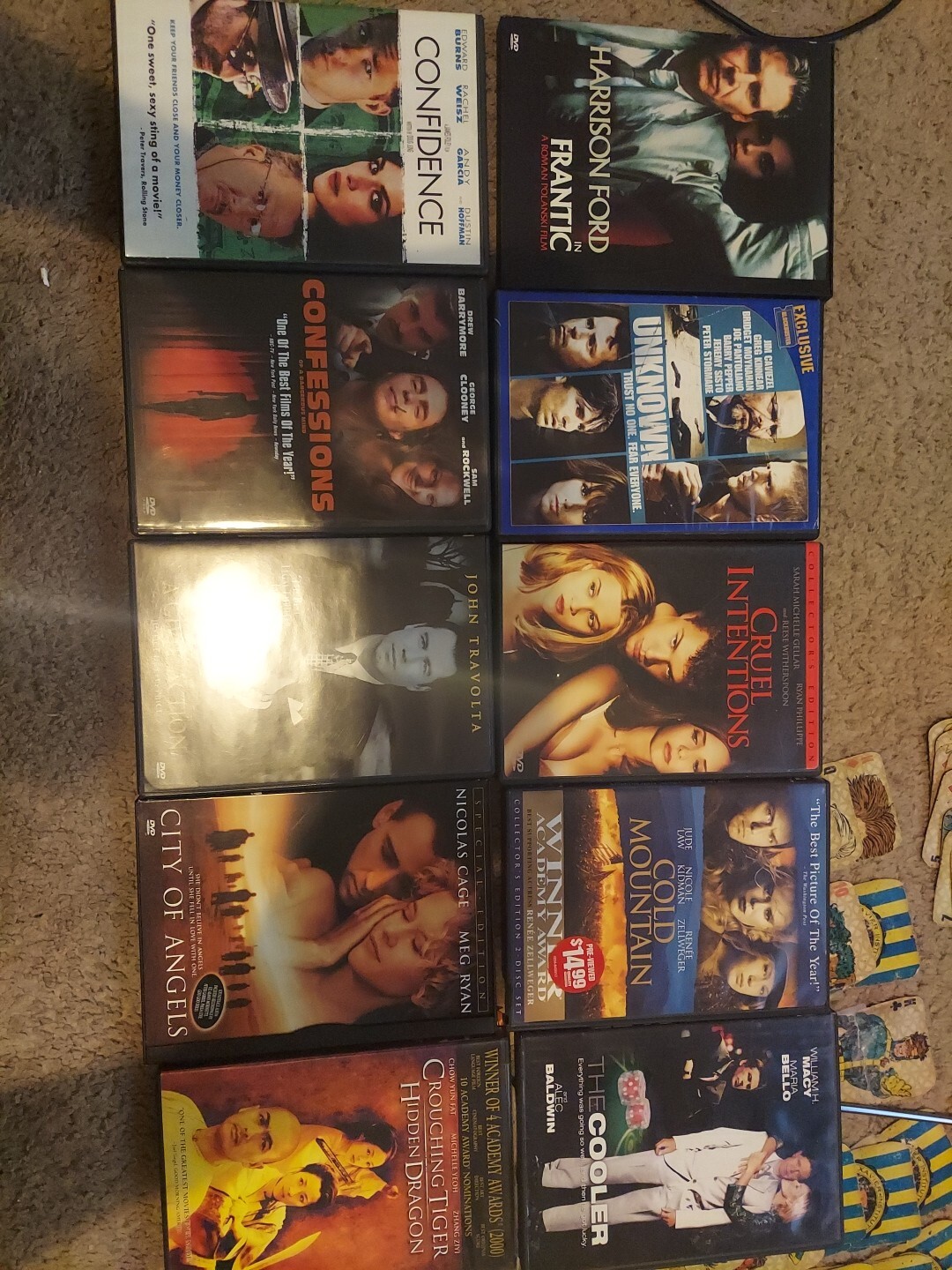 10 DVDs Confessions of a Dangerous Mind, Cooler, Frantic, Unknown, Confidence,