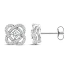 1 Ct Brilliant Cut Moissanite Center of Me Design Stud Earrings in 925 Silver