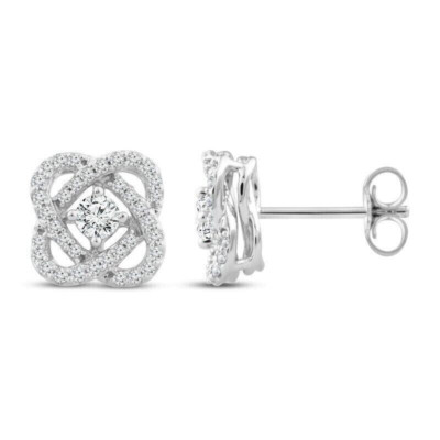 1 Ct Brilliant Cut Moissanite Center of Me Design Stud Earrings in 925 Silver