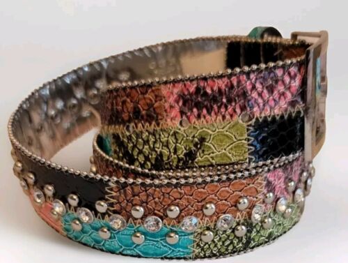 Guess Womens XL Studded Rhinestone Multi Color Belt Style 958006 - Picture 3 of 13