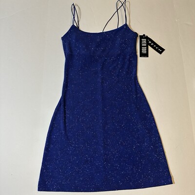 Vtg Y2K 90s Byer Too Glitter Slip Dress Bodycon Mini Stretch Royal Blue NWT  Sz S | eBay