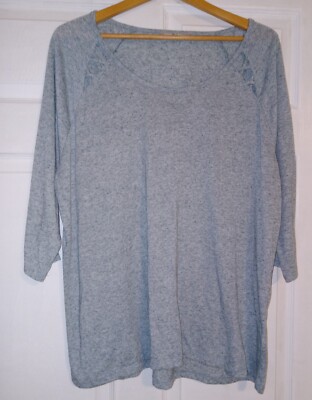 Harmony & Balance Womens 2X Faded Blue Half Sleeve Shirt Top Casual Soft Comfy