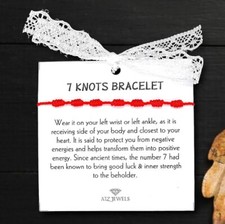 7 Knot Lucky Red Rope String Braid Amulet Bracelet Kabbalah Protection Good Luck