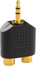 Twin/2X Female RCA to Male Stereo 1/8" 3.5mm Jack Adapter Audio Splitter