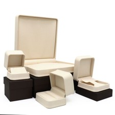 Bulk Luxury Cream Leatherette Jewelry Gift Packaging Boxes