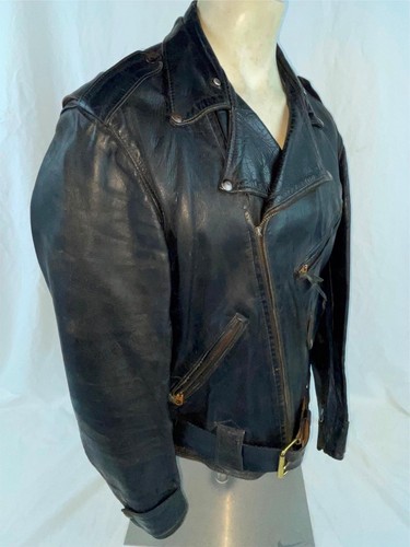 CHAQUETA DE MOTOCICLISTA DE CUERO DE CABALLO KING ESTILO BUCO J-27 44 BUCO AÑOS 50 60 DE COLECCIÓN - Imagen 7 de 24