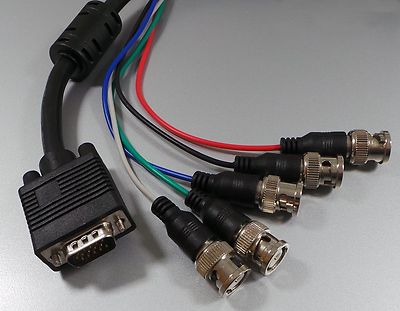 2m Monitorkabel VGA auf BNC RGB mit Ferritkern    #i092