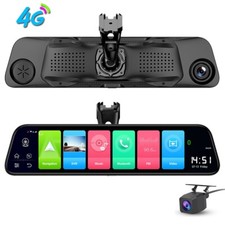 12" Car Dash Cam Rearview Android 8.1 Mirror 4G WiFi GPS Dual Lens HD 1080P DVR