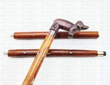 Antique Dog Head Handle Vintage Style Victorian Wooden Walking Stick Cane Gift