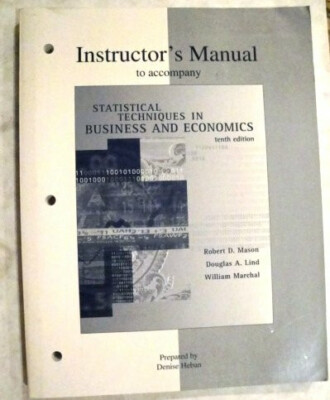 Statistical Techniques in Business and Economics Mason, Robert Buch