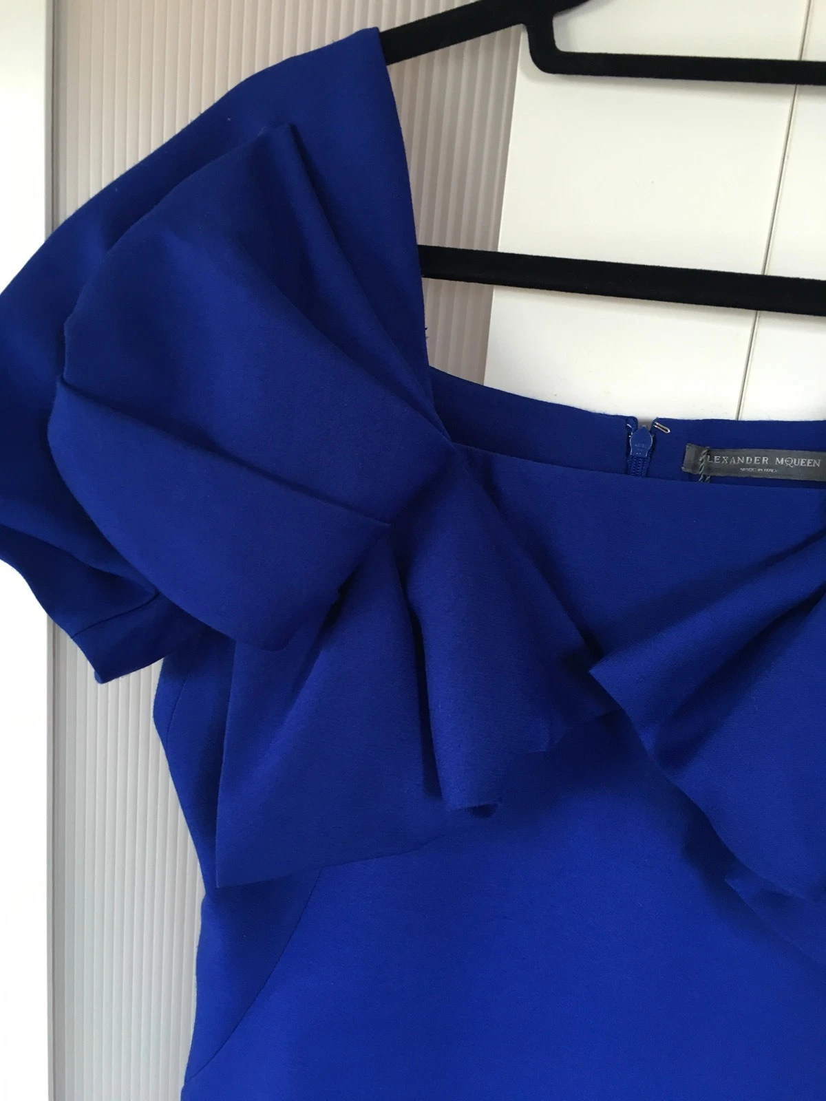 Abito al ginocchio blu lana Alexander McQueen nuovo con etichette originale taglia 42 US 6 8