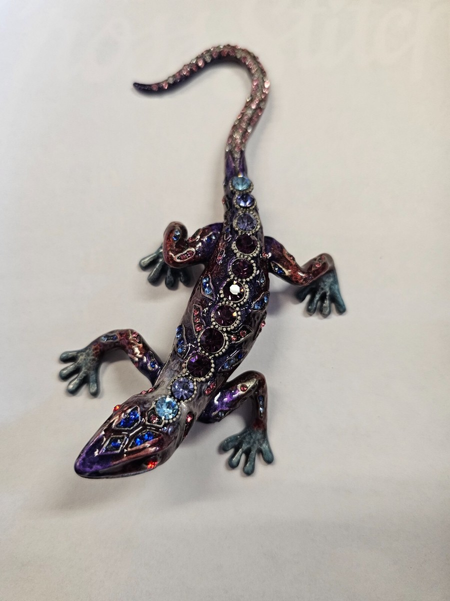 Purple Lizard Trinket Box Austrian Crystals BY KEREN KOPAL