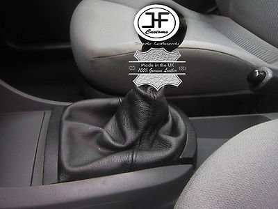 RED STITCH FITS SEAT IBIZA CORDOBA 2002-2008 SHIFT BOOT REAL BLACK LEATHER