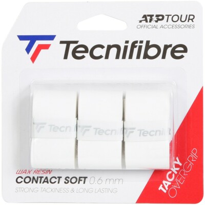 Tecnifibre CONTACT SOFT Tennis Squashschläger Overgrips - 3er Pack - weiß - 0,6 mm