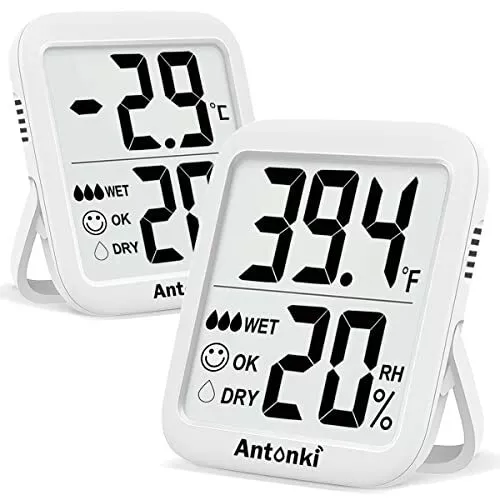 Hygrometer Indoor Thermometer, Desktop Digital Thermometer With Temperature  And Humidity Monitor, Accurate Humidity Gauge Room Thermometer With Clock