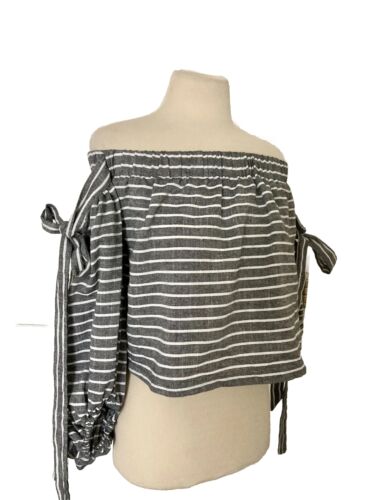 NWT Paper Heart Shirt Size S Black And White Striped off shoulder