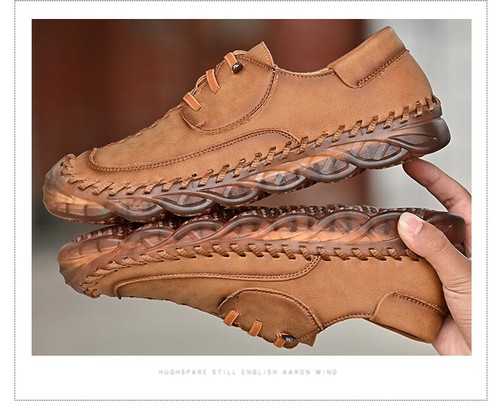 Men's Fashion Casual Leather Handmade Driving Shoes Loafers Slip-on Footwear - Picture 24 of 32