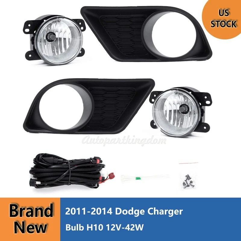 2011-2014 For Dodge Charger Clear Lens Pair Fog Lights Lamps+Wiring+Switch Kit Foto 4 de 4
