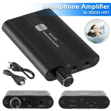 16-300Ω HIFI Headphone Amplifier Portable Earphone AMP 3.5mm w/ Audio USB Cable