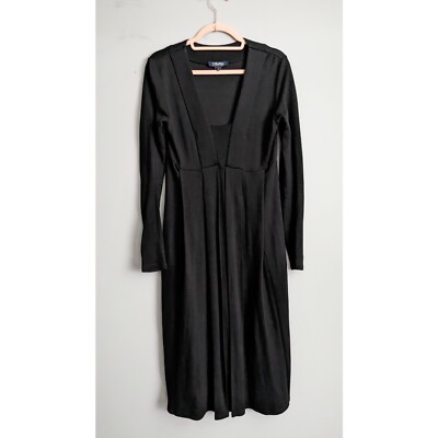 S' Max Mara Black Ponte Knit Maxi Dress V Neck Black Size M