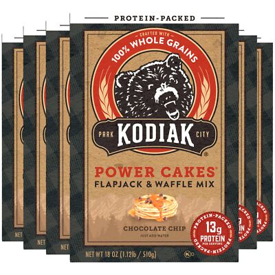 Kodiak Cakes Chocolate Chip Protein Pancake Mix 18 Ounce Pack of 6