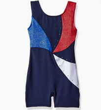 NEW Jacques Moret Big Girl's Fun Gymnastics Biketard w/ Hair Tie, Sz. M 8-10 