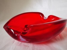 Murano Glas, Aschenbecher, Vintage, Rot