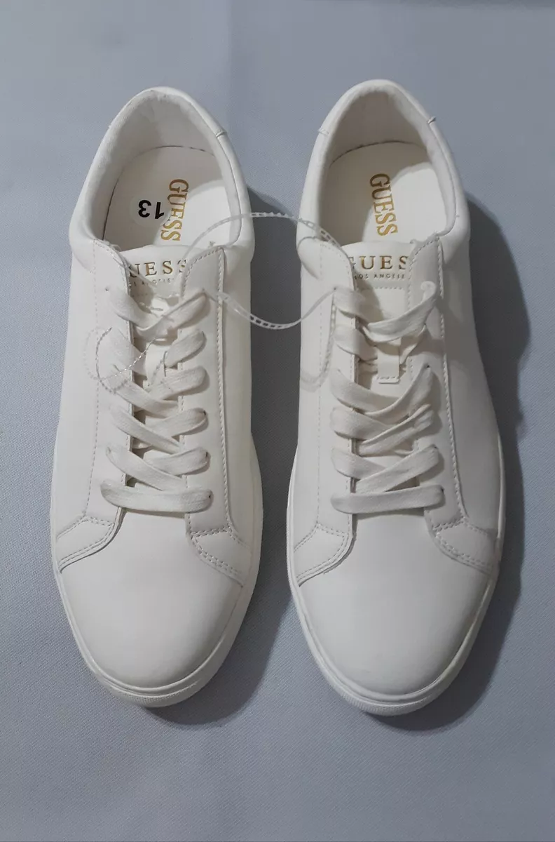 SCARPE DA SNEAKER BASSE DA UOMO GUESS LOS ANGELES BIANCHE IN PELLE TAGLIA 13