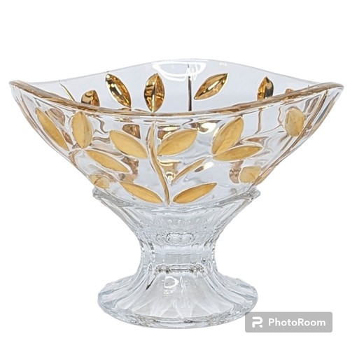 Murano Italy Crystal Tree of Life Gold Leaves Footed Bowl Candy Dish Collectible - Picture 9 of 9