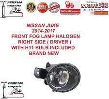 FOR NISSAN JUKE 2014-2017 FRONT FOG LAMP LIGHT HALOGEN RIGHT  WITH H11 BULB
